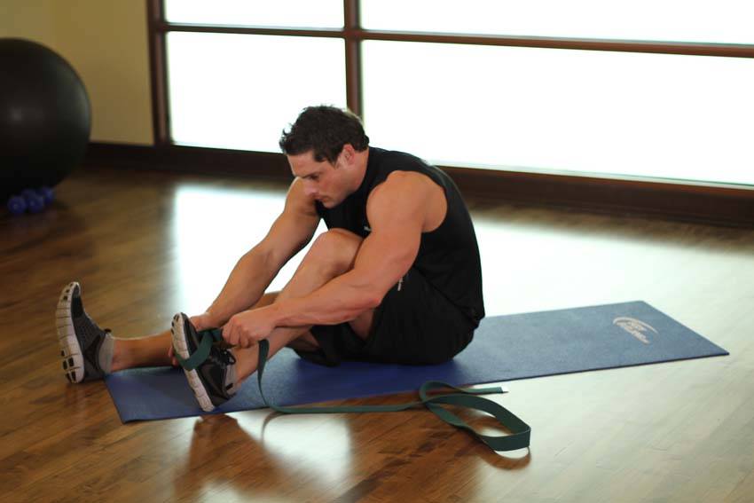Seated Hamstring and Calf Stretch — start position