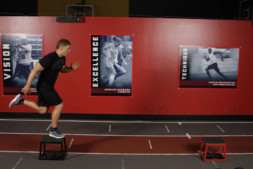 Single-Leg Stride Jump — start position
