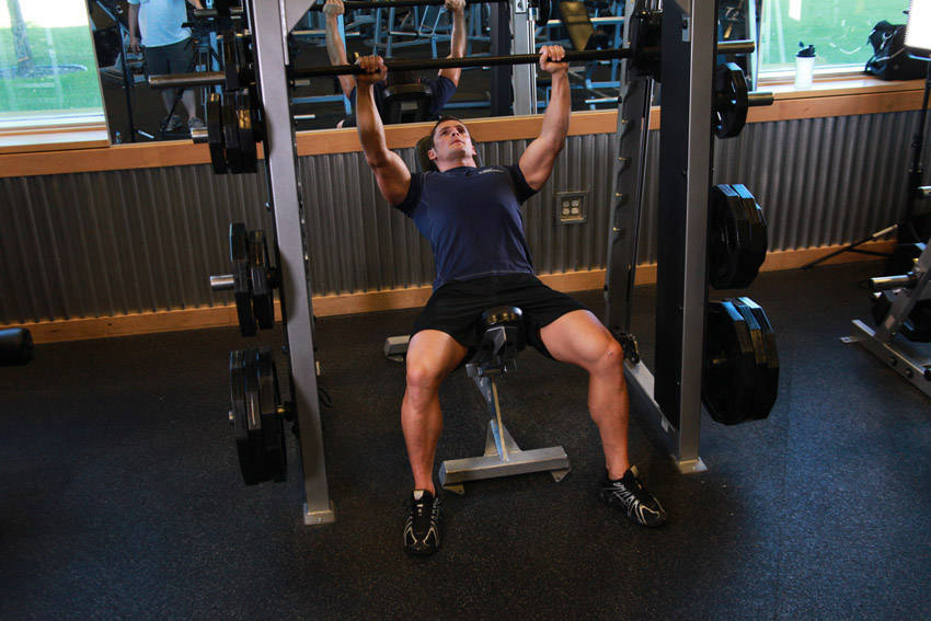 Smith Incline Shoulder Raise — start position