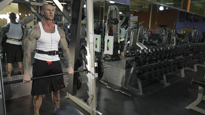 Smith Machine Hang Power Clean — start position