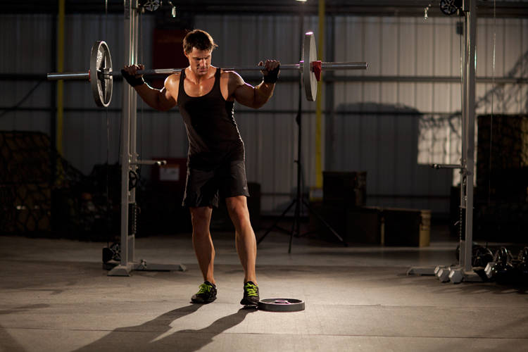 Squat with Plate Movers — start position