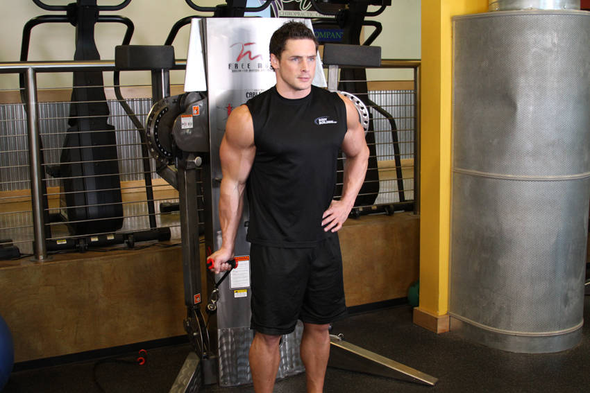 Standing One-Arm Cable Curl — start position