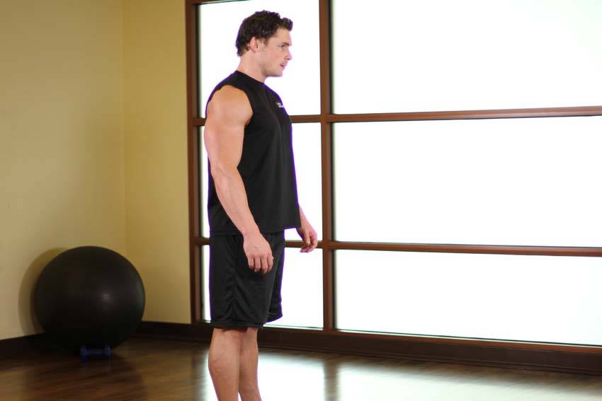 Standing Pelvic Tilt — start position