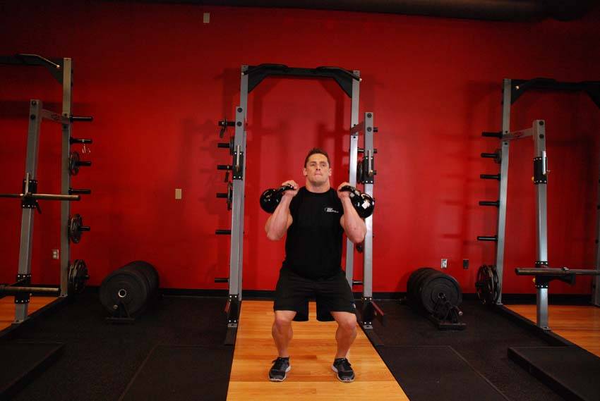 Two-Arm Kettlebell Jerk — start position