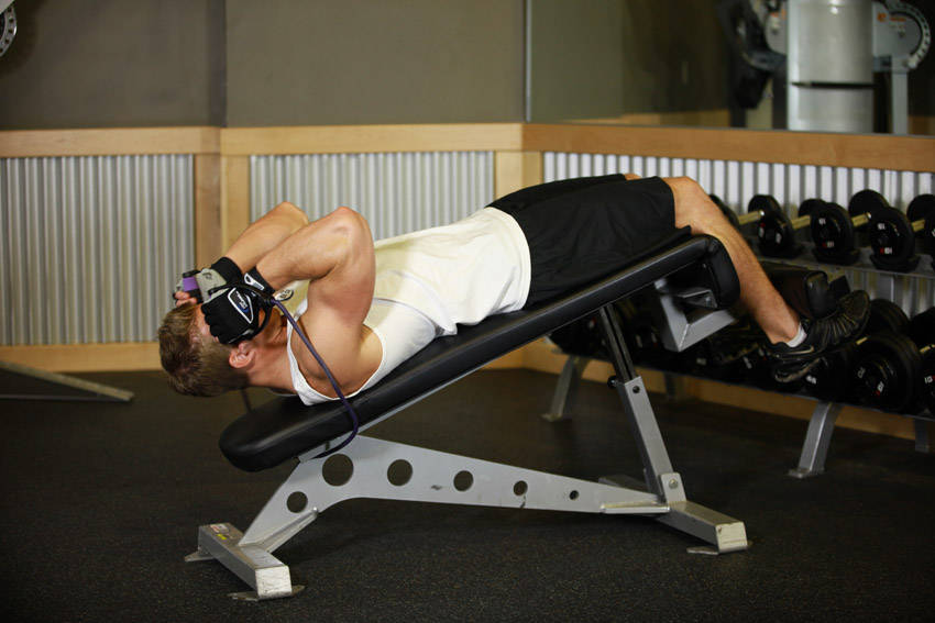 Weighted Sit-Ups - With Bands — start position