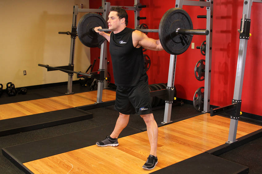 Wide Stance Barbell Squat — start position